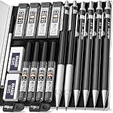 Nicpro 6 Pieces Artistic Mechanical Pencils, Mechanical Pencils 0.3, 0.5, 0.7, 0.9 and 2 mm with Eraser and Refill (4B 2B HB