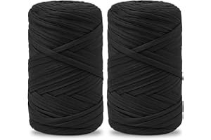 Vincona Fil tee Shirt pour Crochet 2 x 200 g, Fil Crochet, Idéal pour Crocheter des sacs, Paniers, Tentures Murales, Décoration d'intérieur et Loisirs Créatifs-Noir encre 04