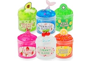 GIAPOO 6 Pack Fluffy Butter Slime kit Soft Non-Stick Transparent Jelly Cube Shimmer Crunchy Slime Creative Stress Relief Toys Kids Party Gifts Birthday Suitable For Girls And Boys Over 3 Years Old