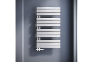 SONNI Handtuchheizkörper Flach Handtuchtrockner 1038 x 600 mm Weiß Handtuchwärmer mit Multiblock Seitenanschluss Panel Badheizkörper 1044W