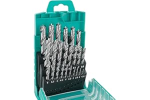 ENT EUROPEAN NORM TOOLS ENT 09225 Set di Punte per Legno HSS da 25 Pezzi - 1-13 mm - con Incrementi da 0,5 mm - Punte Trapano Legno - Punte Legno Professionali - Punte Elicoidali