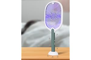 Weird Wolf 2 in 1 UV Light Mosquito Racket Bat with Base Stand, Lithium Battery, USB Charging, Warranty, White
