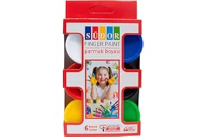 Sudor Fingerfarben für Kinder und Babys 6 Stück von 30 ml Ungiftig und Waschbare Farben für Kreative Spiele und Malaktivitäten in Kindergarten Schule und zu Hause