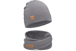 Bubalove Kindermütze Herbst - Winter + Schornstein Set für Jungen, Mädchen - Baby Mütze, handmade Kopfbedeckung, diy Schal und Mützenset für Kinder,