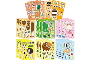 ETHEL Italian Brainrot Stickers 24 Sheets - Tung Tung Sahur DIY Make a Face Kit, 8 Characters with Interchangeable Eyes & Mouths for Party Favors, Crafts, Birthday Decorations