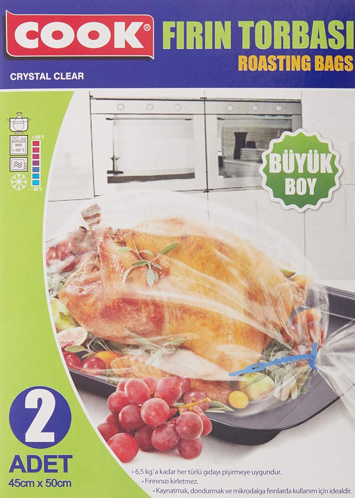 Cook Fırın Torbası, Hindi Boy, 45 x 50 cm, 2 Yaprak, Polyester Telli