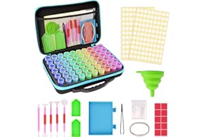 MACTING 5D Diamond Painting Aufbewahrungsbox, 60 Stück Diamond Painting Zubehör Boxen mit 52 Pcs Diamant Painting Zubehöhr für Diamant Malerei Zubehör Organizer, tragbare DIY Kunst Handwerk (Blau)