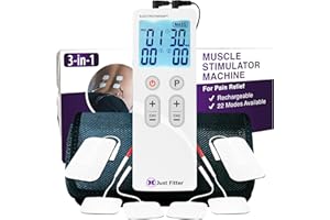 JUST FITTER Tens Unit Stimolatore Muscolare per la Terapia del Sollievo dal Dolore e della Terapia. Dispositivo di Elettroterapia Ricaricabile. (1 Unit)