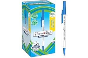 Bolígrafos Paper Mate Kilométrico | Escritura Larga con punta mediana (1,0mm) | Tinta azul | 80% plástico reciclado | 50 unidades