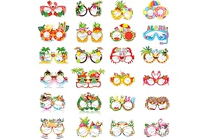 Errshing 24 Pezzi Occhiali Festa Hawaiana, Occhiali di Carta per Feste Tropicali Accessori per Foto Hawaiani Occhiali Party, Gadget Hawaiani per Feste per Bambini e Adulti