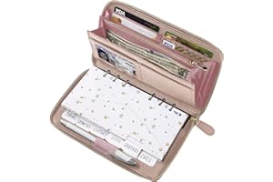 THREE WAY CUT Cash Envelope Wallet Rose Gold All in One Budget System RFID Blocking with 12x Tabbed Cash Envelopes, 12x Monthly Budget Cards 1x Yearly Budget Planner Sheet Complete Money Organizer Set for Cash,