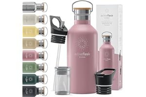 BEMAXX Stainless Steel Water Bottle with Straw, Infuser & 3 Lids: 1 & 0,5L Leak-Proof Vacuum Insulated ACTIVE FLASK Drinking Bottles Hot Cold: Double Walled Outdoor Drink Thermo Mug Tea Coffee Sport Gym Bike