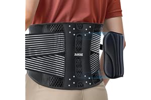 Rakiie Tutore lombare sottile, 6 supporti lombari in metallo per uomini e donne, supporto lombare leggero con cuscinetto 3D, cintura traspirante per ernia del disco, sollievo dal dolore alla sciatica