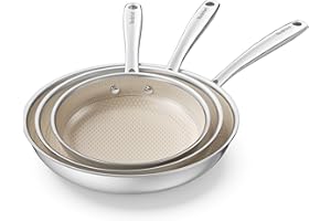 Redchef Set di padelle con struttura a nido d'ape in ceramica, 3 pezzi, padella 24, 20, 28 cm, padella in acciaio inox a induzione, senza PFAS senza PFOA, lavabile in lavastoviglie