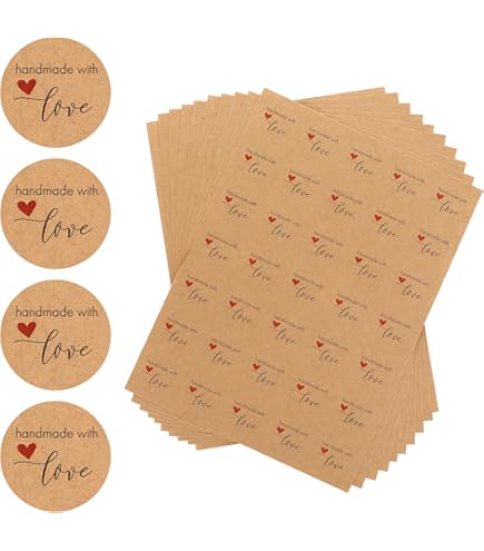 500 Adesivi Rotondi In Carta Kraft Fatti A Mano - Per Bomboniere, Scrapbooking E Decorazioni