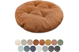 Lsjoaw Cojín redondo de 30 cm, 1 unidad, cojín de suelo, redondo, cojín para silla, para salón, oficina, sala de conferencias, tela de pana (naranja oscuro)