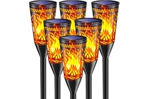 FIFlying Luces Solares LED Exterior Jardin, 6 Piezas, Antorchas Solares Exterior Jardin con Efecto de Llama Realista, Resistente al Agua IP65, Para JardíN, Terraza, CéSped, BalcóN, Camino, Parterre