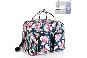 Teamoy Sewing Machine Bag with Bottom Wooden Board, Thick Padded Sewing Machine Tote Bag, Sewing Machine Carrying Case