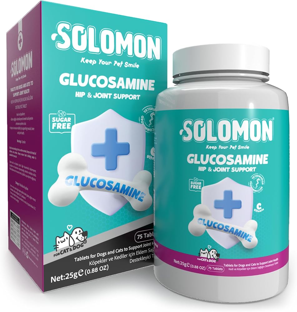 Solomon Glucosamine Tablet Kedi ve Köpekler için Eklem ve Kas Sağlığı Destekleyici Glukozamin Takviye Gıda 75 Tablet
