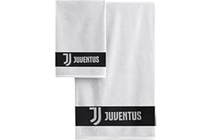 HERMET Juventus F.C, Set Asciugamani Bagno 100% Cotone, Asciugamano Viso, Asciugamano Bidet, 55x100-30x50, Bianco, Prodotto Ufficiale