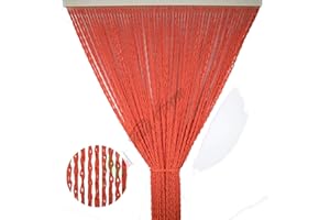 Tata Home Tenda Antimosche per Porta Finestra Moschiera a Pannello Modello Lily con Corda Colorata Intrecciata a Catenella Misura 100 x 220 cm Colore Arancio