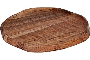 EGLO LIVING Forleyet Decorative Bowl, Round Decorative Plate, Natural Wooden Tray, 37 x 34.5 cm