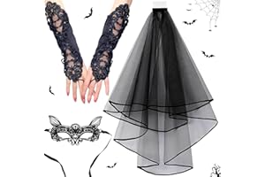 Taozoey Schleier Braut, Brautschleier Schwarz, Schwarz Schleier Spitze mit Kamm, Gothic Haarschmuck, für JGA Junggesellinnenabschied Hochzeit Zubehör Schleier