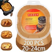 Papier Cuisson Air Fryer Ronde 24cm XXL JurciCat - 50/100 Pièces Sulfurisé Anti-Adhésif Pour Friteuse à Air Chaud