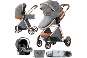 Nine point nine Carrito Bebe 3 en 1, Carricoche Bebe 3 Piezas con Capazo Grande Cómodo, Carro Bebe 3 Piezas Empuje Bidireccional Reversible, Cochecito Bebe Marco de Aleación Aluminio (V9 Grey)
