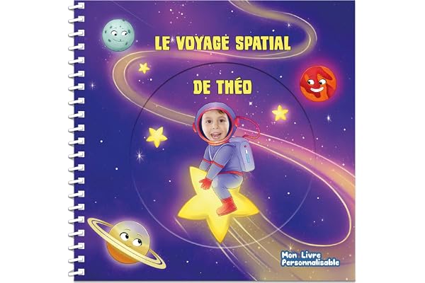 Livre personnalisé pour enfant avec prénom et photo | Voyage spatial | Cadeau original