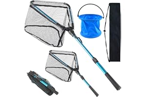 VHYUAH 3PCS Fishing Net Set,Foldable Fish Net with Handle for Fish | extends to 90 cm,folds for easy transport