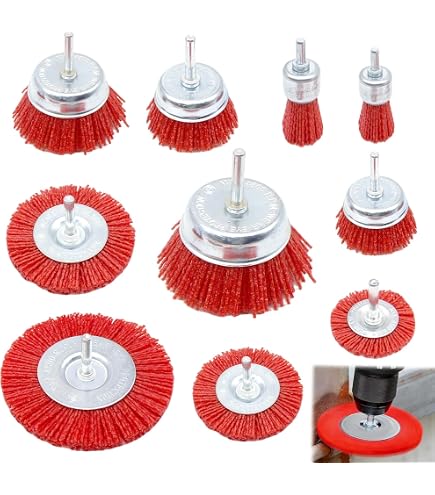 Lot de 8 brosses en nylon fil de nylon avec tige hexagonale de 1/4 pour perceuse, 8 tailles de