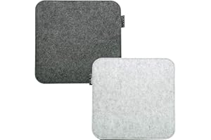 DuneDesign 2 Cuscini di Feltro per Sedie 35x35cm Quadrato 8mm Bicolore Grigio