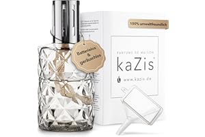 KAZIS® I Lámpara catalítica I Lámpara aromática I Cristal I XXL I 400 ml Contenido I Gris rombos