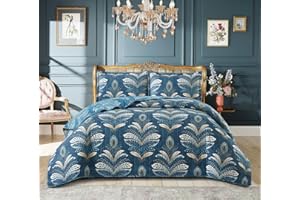 PRIME LINENS Luxury 2 Piece Quilted Printed Bedspread Set Throw Bedding Set Includes Soft Bed Throw Comforter with 1 Pillow Shams Embroidered Machine Wash (Jasmine Teal, Single)