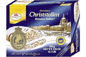CHRIST STOLLEN | DRESDNER CHRISTSTOLLEN TRADITIONAL RECIPE | TRADITIONAL GERMAN CHRISTMAS BUTTER CAKE DESSERT WITH ALMONDS | 500 G | DR. QUENDT | GERMANY