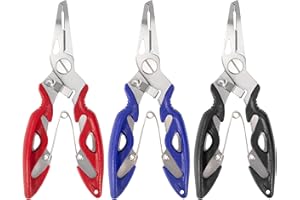 AYMQC Angelzange aus Edelstahl Fischhakenentferner Multifunktionale Angel Zange Schnurschneider Spaltringöffner Angeln Werkzeuge 3 Stück