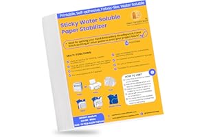 New brothread 12PCS A4 (29.7x21cm) Estabilizador de bordado Autoadhesivo soluble en agua Papel de bordar imprimible - Peso Medio - Adecuado para imprimir o dibujar patrones, bordar a mano y a máquina