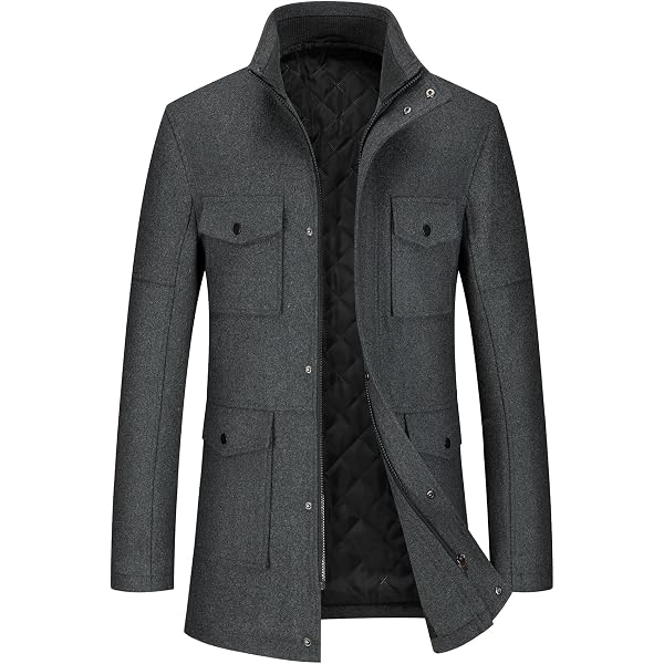 Produktbild von Wes Wntermantel Sportlch Eleganter Herren Kurzmantel Jacke Schwarz Slim Fit