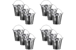 NIBOKEN Cubos Pequeños de Metal, 12 Piezas Mini Cubos de Metal Invitados de Boda Fiesta Bautizo Cumpleaños Detalles Caramelos Regalos para Botanas, Decoración y Manualidades