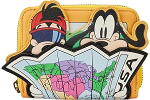 Loungefly Disney A Goofy Movie Road Trip zamek błyskawiczny wokół portfela, wielokolorowy, jeden rozmiar, zamek błyskawiczny wokół, multi, Jeden rozmiar, Zamek błyskawiczny wokół