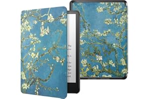 MoKo Funda para Kindle Paperwhite 11ª Generación (Modelo 2021) 6.8" y Kindle Paperwhite Signature Edición, PC Estuche Carcasa Estilo Niños con Auto Sueño/Estela, Bloom de Albaricoque