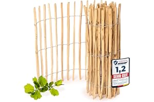 Garronda Gartenzaun zum Stecken aus Haselnüsse Zaun Garten Staketenzaun Beeteinfassung Holz Steckzaun Hochwertiger Gartenzaun für Ihren Garten GD-0079 (Lattenabstand: 3-5 cm, 100 cm x 500 cm)