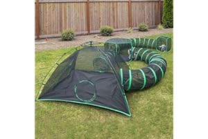 Pawtenda Namioty dla kotów 6 w 1 do użytku na zewnątrz, przenośny domek dla kotów wewnętrznych, klatka do zabawy dla zwierząt z tunelami do użytku na zewnątrz, Catio, kojec dla zwierząt, w zestawie 3