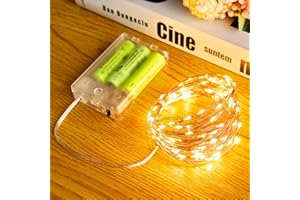 BRIGHTOWN Fairy Lights, 100 LED Battery Operated String Lights Silver Wire Light for Indoor Outdoor Lighting, Bedroom, Christmas, Party, Wedding, Tree Decoration(10M/33ft, Warm White)