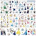 Tatuaggi temporanei Frozen e Principessa per bambini, 8 fogli Adesivo congelato per Temporary Tattoos impermeabili finti per 