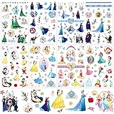 Tatuaggi temporanei Frozen e Principessa per bambini, 8 fogli Adesivo congelato per Temporary Tattoos impermeabili finti per 