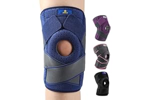 ABYON Ginocchiera Ortopedica, Regolabile Tutore Ginocchio con Stabilizzatori Laterali Rotulea Supporto Sportiva per Uomo e Donne Legamenti Rotula Menisco Artrite (S/M)