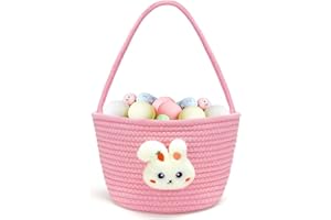Goodheim Osterkorb für Kinder mit Henkel – Süßes Osterkörbchen mit Plüsch Häschen, Personalisierbar, Osternest zum Befüllen für Jungen und Mädchen Rosa