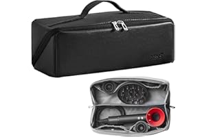 Veki Bolsa de Viaje Portátil para Secador de Pelo, Bolsa de Almacenamiento Compatible con Dyson Airwrap Styler, Dyson Supersonic y Shark, Funda Transporte para Secador de Pelo y Accesorios (Negro)